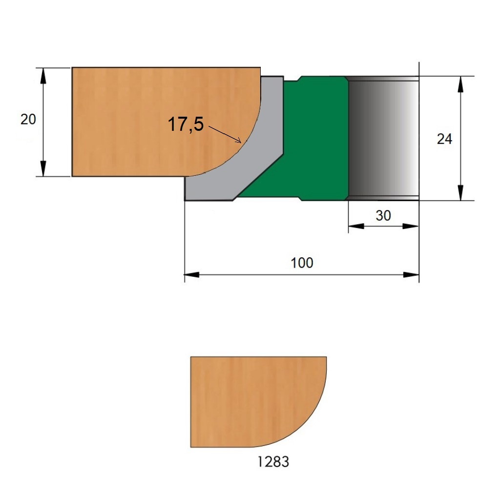 Fresa para Post-Forming Ø100 x 17,5 x 30 - 4 Dentes - Cód. 1283.04